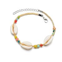 Resin Shell anklet, med Seedbead & Nylonsnor & Zinc Alloy, med 45mm extender kæde, forgyldt, for kvinde, flerfarvede, 250mm, Solgt Per Ca. 9.8 inch Strand