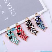 Zinc Alloy Animal Pendler, Fisk, guldfarve belagt, emalje, flere farver til valg, nikkel, bly & cadmium fri, 15*35mm, 10pc'er/Bag, Solgt af Bag