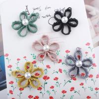 Zinklegierung Blume Anhänger, mit ABS-Kunststoff-Perlen, Einbrennlack, keine, frei von Nickel, Blei & Kadmium, 32*37mm, 10PCs/Tasche, verkauft von Tasche