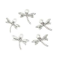 Cink Alloy životinja Privjesci, Dragonfly, starinski srebrne boje pozlaćen, nikal, olovo i kadmij besplatno, 15x17x2mm, Rupa:Približno 2mm, Približno 2Torbe/Lot, Približno 710računala/Torba, Prodano By Lot