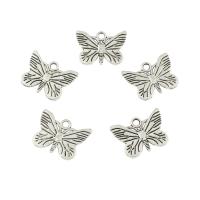 Sinc Alloy Pendants Ainmhithe, Féileacán, dath airgid antique plátáilte, 23x17x2mm, Poll:Thart 2mm, Thart 2málaí/Lot, Thart 250ríomhairí pearsanta/Mála, Díolta De réir Lot