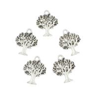 Colgantes de Aleación de Zinc, Árbol, chapado en color de plata antigua, libre de níquel, plomo & cadmio, 17x26x2mm, agujero:aproximado 2mm, aproximado 2bolsaspantalón/Grupo, aproximado 450PCs/Bolsa, Vendido por Grupo