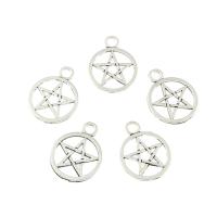 Zink Alloy Star Pendant, Pentagram, antik silver pläterad, nickel, bly och kadmium gratis, 19x25x2mm, Hål:Ca 3mm, Ca 2Väskor/Lot, Ca 290PC/Bag, Säljs av Lot