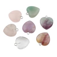 Rose Quartz Pendel, med lilla fluorit & Clear Quartz, Heart, forskellige materialer til valg, flere farver til valg, 16*18*8mm, Hole:Ca. 2mm, Ca. 5pc'er/Bag, Solgt af Bag