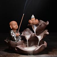 Backflow Incense Burner Porcelain brown Sold By PC