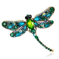 Zinc Alloy Brocher, Dragonfly, forgyldt, for kvinde & med rhinestone, flere farver til valg, nikkel, bly & cadmium fri, 75*91mm, Solgt af PC