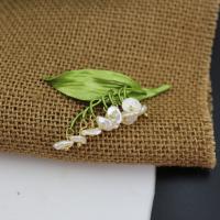 Broches en alliage de zinc, avec perle d'eau douce cultivée, Calla Lily, vernis au four, pour femme, vert, protéger l'environnement, sans nickel, plomb et cadmium, 60mm, Vendu par PC