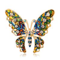 Broches en alliage de zinc, papillon, Placage de couleur d'or, pour femme & avec strass, protéger l'environnement, sans nickel, plomb et cadmium, 46*53uff4duff4d, Vendu par PC