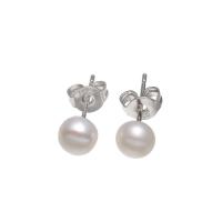 925 Sterling Silver Stud naušnica, s Slatkovodni Pearl, ambalažnim kutiji & različite veličine za izbor, više boja za izbor, nikal, olovo i kadmij besplatno, Prodano By par