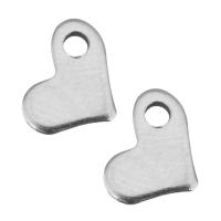 Roestvrijstaal Hart Hangers, Roestvrij staal, zilver, 6.50x8.50x1mm, Gat:Ca 1.5mm, Ca 500pC's/Lot, Verkocht door Lot