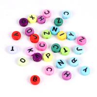 Abalorios Acrílicos de Letras, Acrílico, diferentes estilos para la opción, 7mm, agujero:aproximado 1mm, 5bolsaspantalón/Grupo, 100PCs/Bolsa, Vendido por Grupo