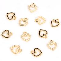 Pendentifs coeur en alliage de zinc, Placage de couleur d'or, styles différents pour le choix & émail, protéger l'environnement, sans nickel, plomb et cadmium, 12x10mm, Trou:Environ 2mm, 2sacsvalises/lot, 10PC/sac, Vendu par lot