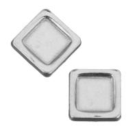 Edelstahl Schmuck Cabochon, Quadrat, Silberfarbe, 6x6x2mm,4x4mm, ca. 500PCs/Menge, verkauft von Menge