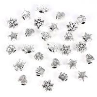 Perles intercalaires en alliage de zinc, Plaqué de couleur d'argent, protéger l'environnement, sans nickel, plomb et cadmium, 12-10mm, Trou:Environ 3mm, 2sacsvalises/lot, 30PC/sac, Vendu par lot