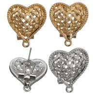 Zinc Alloy Øreringe Stud Komponent, Heart, forgyldt, med loop & hule, flere farver til valg, nikkel, bly & cadmium fri, 20x23x16mm, Hole:Ca. 1.5mm, Ca. 10par/Lot, Solgt af Lot