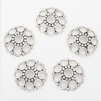 Lo zinco in lega tallone Cap, lega in zinco, Fiore, placcato argento antico, 30*6mm, Foro:Appross. 6mm, 2Borsesacchetto/lotto, 100PC/borsa, Venduto da lotto