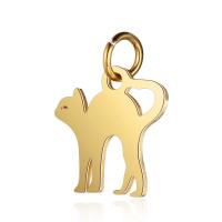 Rustfrit stål Animal Pendler, Stainless Steel, Cat, forgyldt, Unisex, flere farver til valg, 12x16mm, 10pc'er/Bag, Solgt af Bag