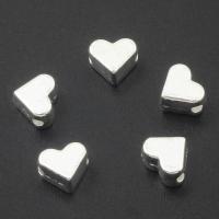 Zink Alloy Heart Pärlor, Hjärta, ljusa silver pläterad, nickel, bly och kadmium gratis, 6x4mm, Hål:Ca 1mm, Ca 1950PC/KG, Säljs av KG