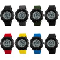 SKmei® Reloj para hombre, silicona, con dial de plástico & acero inoxidable, chapado, 50M impermeable & ajustable & LED, más colores para la opción, 49x46x14mm, longitud aproximado 10 Inch, Vendido por UD