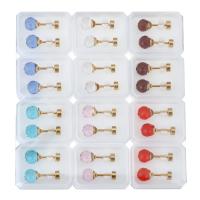 Bijoux de piercing d'oreille en acier inoxydable, avec cristal, Placage de couleur d'or, pour femme & facettes, couleurs mélangées, 6x6x15mm, 12pairescouple/lot, Vendu par lot