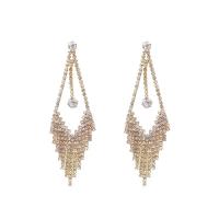 Zinc Alloy Tassel Earring, kwast, plated, micro pave strass & voor vrouw, meer kleuren voor de keuze, nikkel, lood en cadmium vrij, 77*32mm, Verkocht door pair