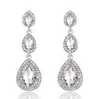 Zinc Alloy Drop Earrings plated for woman & with rhinestone Sold By Pair