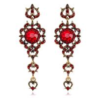 Zinc Alloy Drop Earrings plated for woman & with rhinestone Sold By Pair