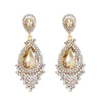 Zinc Alloy Drop Earrings plated for woman & with rhinestone Sold By Pair