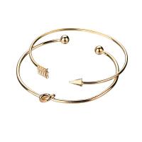 Zinc Alloy Manchet Bangle, gold plated, verstelbaar & voor vrouw, nikkel, lood en cadmium vrij, Binnendiameter:Ca 60, 65mm, 2pC's/Stel, Verkocht door Stel