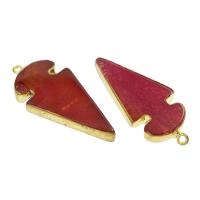 Red ahat Privjesci, Red Agate, s Cink Alloy, zlatna boja pozlaćen, prirodni, crven, nikal, olovo i kadmij besplatno, 26*56*7mm, Rupa:Približno 2mm, Prodano By PC