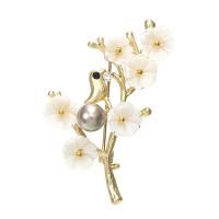 Zinc Alloy Brocher, Flower, guldfarve belagt, forskellige materialer til valg & for kvinde & med rhinestone, nikkel, bly & cadmium fri, 45x50mm, Solgt af PC