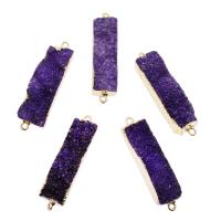 Amethyst Schmuckverbinder, mit Zinklegierung, Rechteck, goldfarben plattiert, 1/1-Schleife, frei von Nickel, Blei & Kadmium, 10*49*11mm, Bohrung:ca. 2mm, verkauft von PC