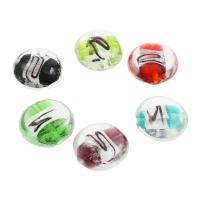 Silver Foil Lampwork, Rond plat, zilverfolie, Willekeurige kleur, 20x10mm, Gat:Ca 1mm, Ca 100pC's/Bag, Verkocht door Bag