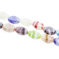 Handgemaakte Lampwork Beads, Plat Ovaal, korrelig, Willekeurige kleur, 14x13x6mm, Gat:Ca 1mm, Ca 100pC's/Bag, Verkocht door Bag