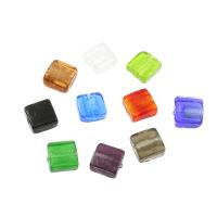 Handgemaakte Lampwork Beads, Squaredelle, verschillende grootte voor keus, Willekeurige kleur, Gat:Ca 1mm, Ca 100pC's/Bag, Verkocht door Bag