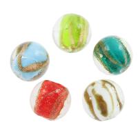 lampwork حبات الرمل الذهبية, امبورك, جولة, الرمال الذهبية, لون عشوائي, 17x17mm, حفرة:تقريبا 1mm, تقريبا 100أجهزة الكمبيوتر/حقيبة, تباع بواسطة حقيبة