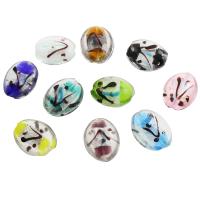 Silver Foil Lampwork, Olijf, zilverfolie, Willekeurige kleur, 25x30x12mm, Gat:Ca 2mm, Ca 100pC's/Bag, Verkocht door Bag