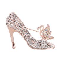 Spille in lega di zinco, lega in zinco, Scarpe, placcato oro rosa, per la donna & con strass, nessuno, assenza di nichel,piombo&cadmio, 40x30mm, Venduto da PC