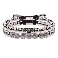 Messing Armband, verschiedene Stile für Wahl & Micro pave Zirkonia & für den Menschen, keine, 6mm/8mm, verkauft per 9.8 ZollInch Strang