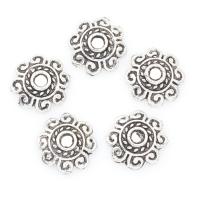 Lo zinco in lega tallone Cap, lega in zinco, Fiore, placcato argento antico, assenza di nichel,piombo&cadmio, 8*2mm, Foro:Appross. 1mm, 2Borsesacchetto/lotto, 2500PC/borsa, Venduto da lotto