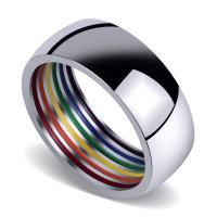 Titanium ringen, Titanium Staal, silver plated, verschillende grootte voor keus & voor de mens & glazuur, 8mm, Maat:7-12, Verkocht door PC