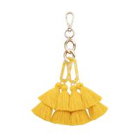 Zinc Alloy Key Chain, med Bomuldsgarn & Akryl, Tassel, guldfarve belagt, flere farver til valg, nikkel, bly & cadmium fri, 190mm, Solgt af PC