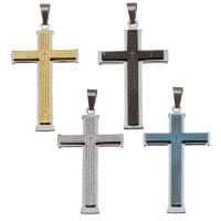 Pendants Cruach Cross dhosmálta, Cruach dhosmálta, le patrún litir, dathanna níos mó le haghaidh rogha, 31x52x4mm, Poll:Thart 5x8mm, Díolta De réir PC