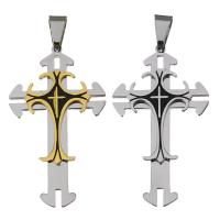 Roestvrij staal Cross Hangers, Oversteken, meer kleuren voor de keuze, 35x62x3mm, Gat:Ca 6x10mm, Verkocht door PC