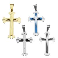 Pendants Cruach Cross dhosmálta, Cruach dhosmálta, dathanna níos mó le haghaidh rogha, 32.50x53x6.50mm, Poll:Thart 6x10mm, Díolta De réir PC