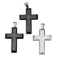 Roestvrij staal Cross Hangers, Oversteken, verschillende stijlen voor de keuze & met brief patroon, 34.50x50.50x3.50mm, Gat:Ca 6x10mm, Verkocht door PC