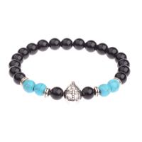 Gemstone Bracelets with Zinc Alloy Helmet for man 8mm Sold Per 7.5 Inch Strand