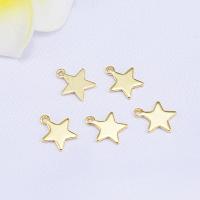 Colgantes de la joyería de cobre amarillo, metal, Estrella, chapado en oro real, para mujer, libre de níquel, plomo & cadmio, 12*10mm, agujero:aproximado 2mm, 100PCs/Grupo, Vendido por Grupo