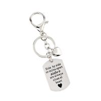 Zinc Alloy Key Chain, platin farve forgyldt, Unisex & med bogstavet mønster, nikkel, bly & cadmium fri, 27x113mm, Solgt af PC