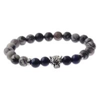 Gemstone Armbånd, Ædelsten, med Effloresce Agate & Zinc Alloy, Unisex, flere farver til valg, /8mm, Solgt af Strand